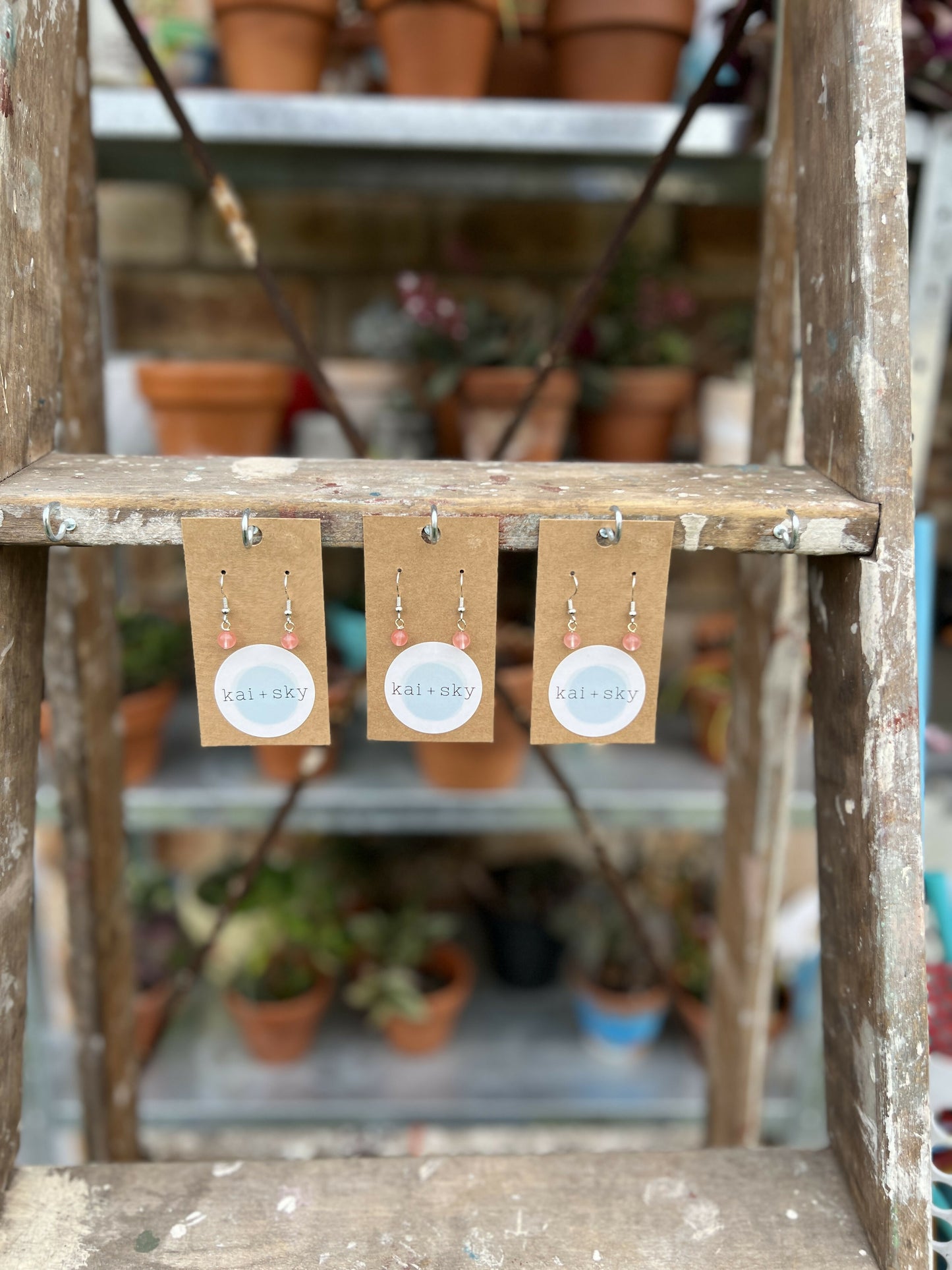 Watermelon Cherry Quartz Drop Earrings for Vitality & Energy