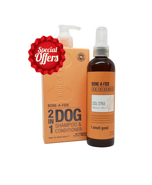 Cool Citrus 2 in 1 Dog Shampoo & Conditioner 450ml + Dog Deodoriser Pamper Pack