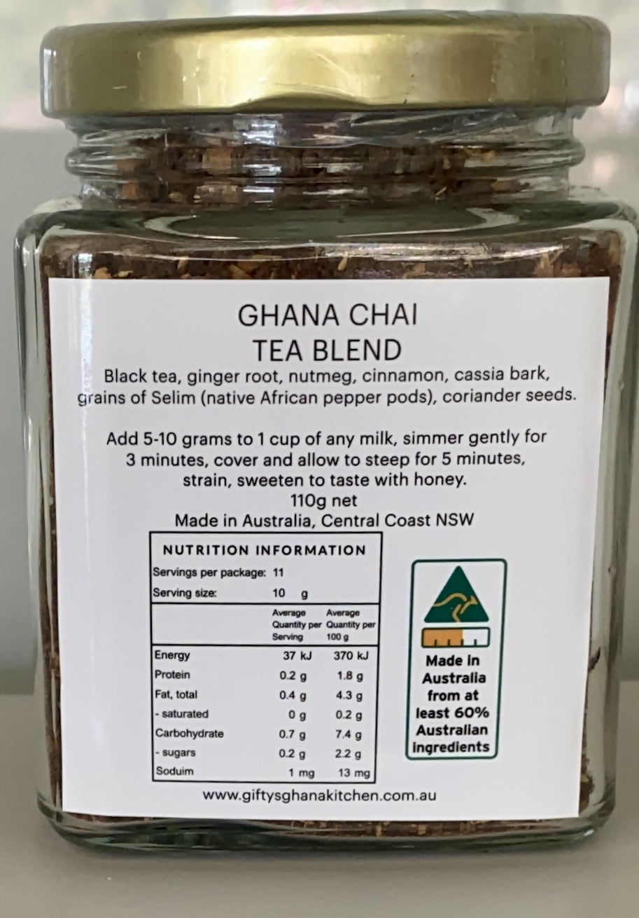 Ghana Chai Tea Blend - Handcrafted aromatic tea blend with native African Pepper (grains of Selim)